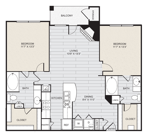 a floor plan of a 1 story house with bedrooms and a garage
